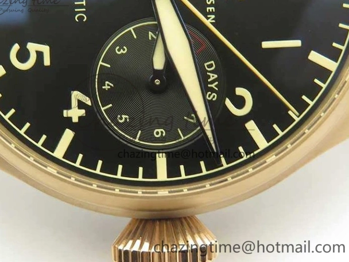 MIROTIME 0823 Big Pilot IW510301 Satin-Polished RG YLF Best Edition Black Dial On Leather Strap A Flexible 7222